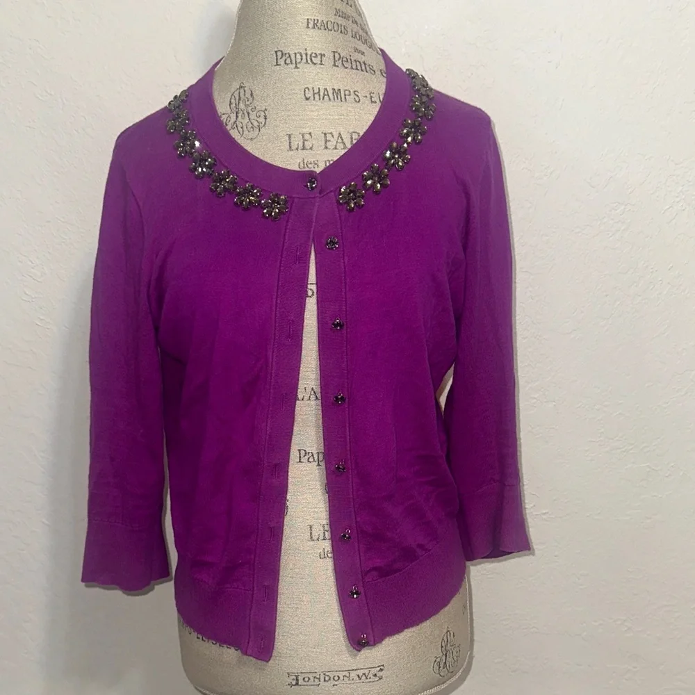 Purple‎ Pink Cardigan with Embellished Bling Collar